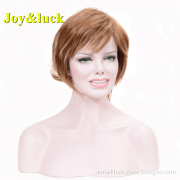 Blond Wig for Women Wholesale Price Wigs With Bangs Woman Ladies Hair Blonde Natural Straight Short Synthetic Hair Wigs